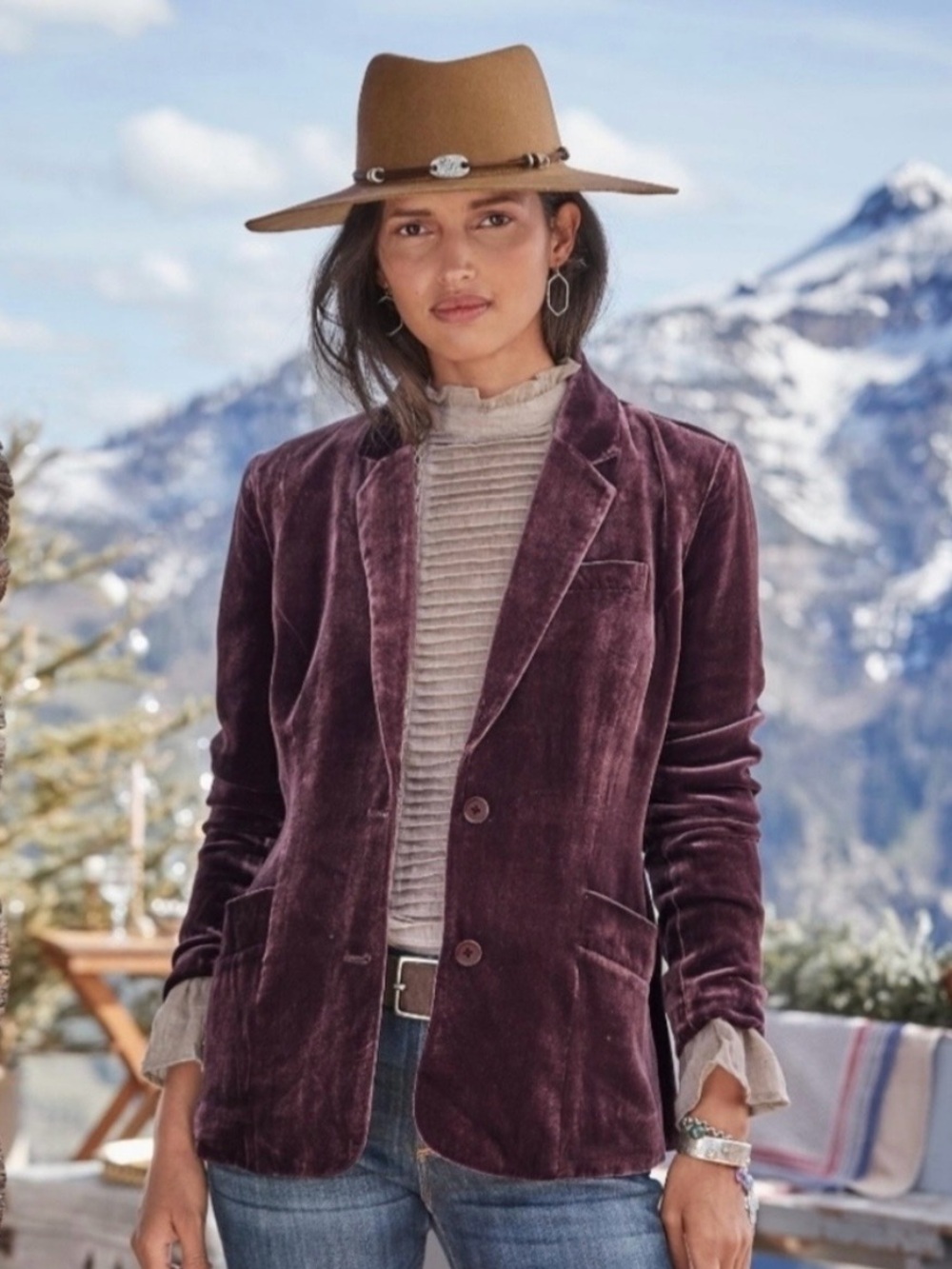 Sundance Sofia Blazer Plum Purple Silk Velvet Blend Size 12